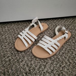 White flat sandals